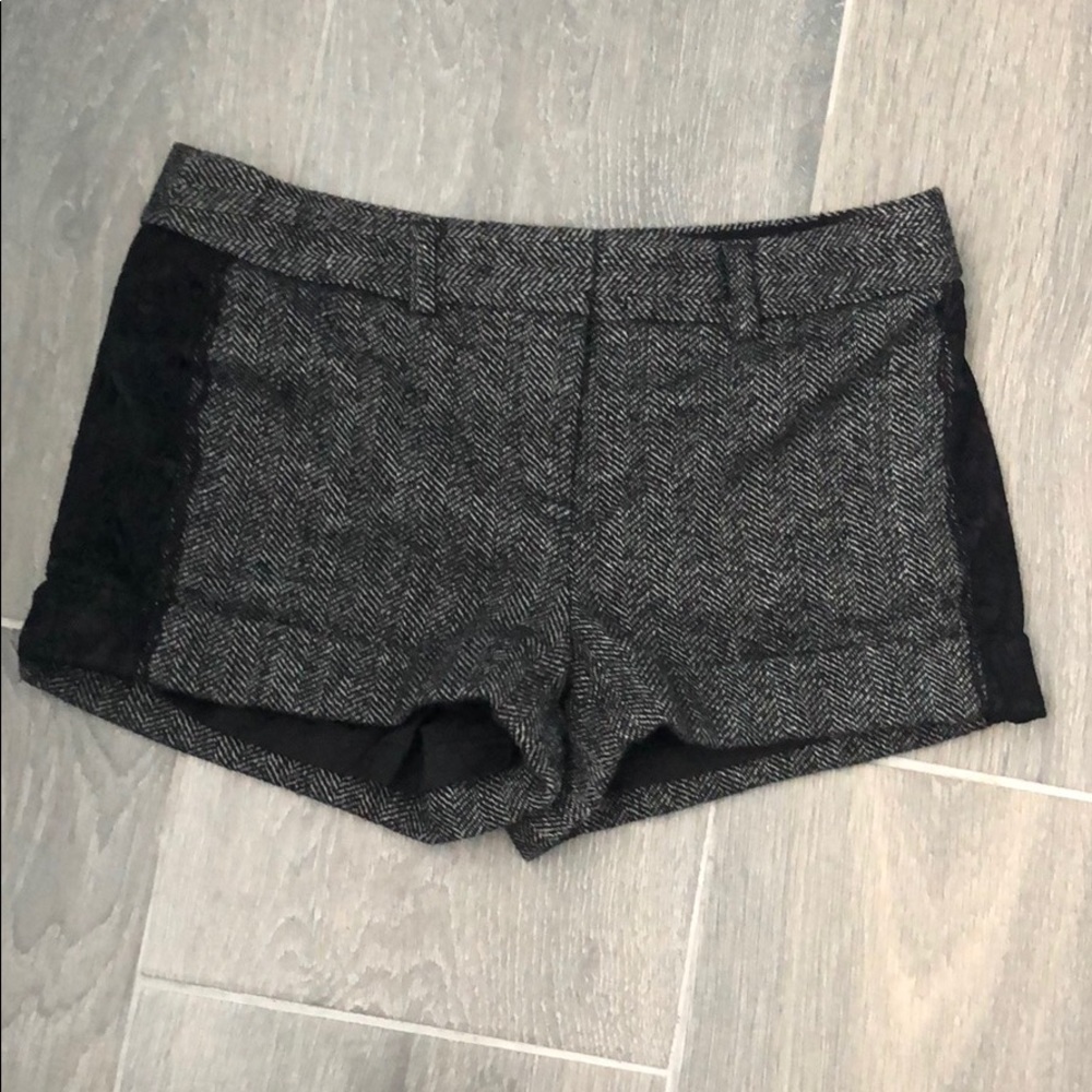 Express Gray Herringbone Shorts with Black Side Panels